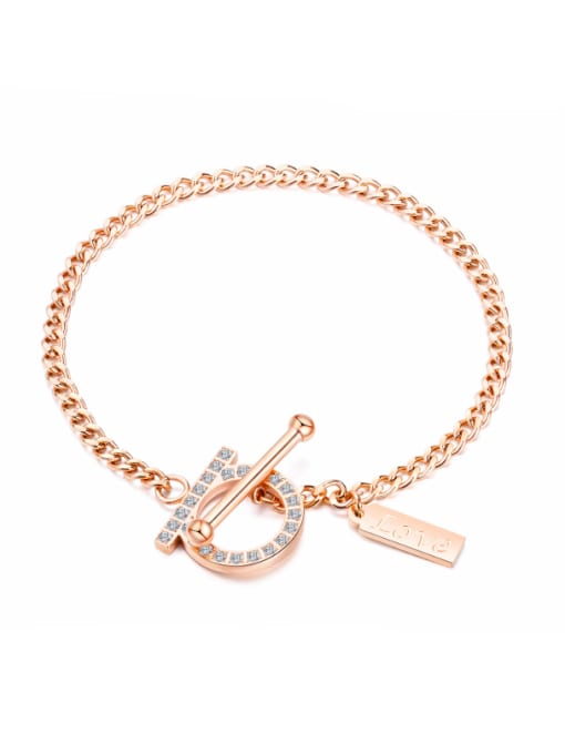Rose Gold] Stainless Steel With Rose Gold Plated Simplistic Monogrammed Bracelets